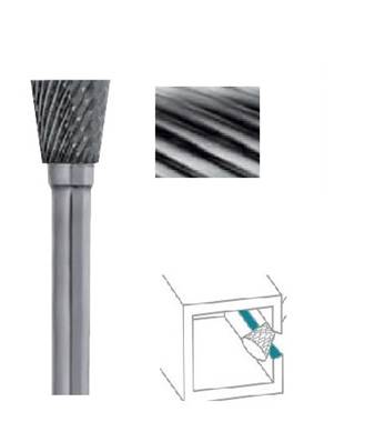 Fraise lime CW conique renversée denture simple Ø 6 x 7 queue Ø 6 SN