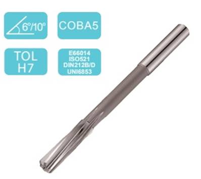 Alésoir machine taille hélicoïdale 6° queue cylindrique DIN212B/D +0/+0,004 HSS-M35 Ø0,72
