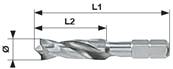 Foret bois HSS queue hexagonale 1/4" Ø: 54mm L1: 38mm Queue: 1/4"