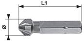 Fraise à ébavurer 90° HSS queue hexagonale 1/4" Ø: 6.3mm