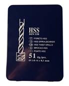 Boite métallique de 51 forets HSS DIN 338 meulés SP de Ø 1 à Ø 6 mm par 0,1 mm