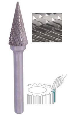 Fraise lime CW conique bout pointu SM dent. Croisée Ø 8X20 queue Ø 6 8X20 MM SM-2M