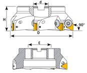 Fraise à surfacer 90°D042 d16 Z03 TPKN 16 Face Mill
