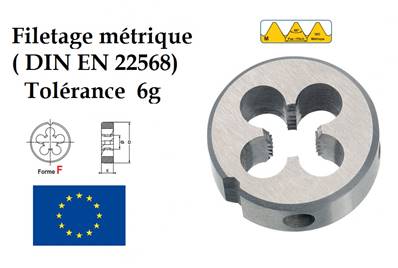 Filière ronde filetage métrique ISO minoré 6e