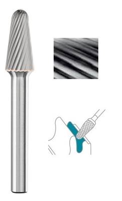Fraise lime CW conique bout arrondie SL denture simple Ø 16 x 33 queue de Ø 6 16X33 MM SL-6M