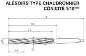 Alésoirs de chaudronnier E66016-DIN 311 HSS M2 conicité 1/10éme CM2 Ø12