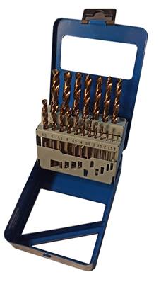 Coffret métallique de 19 forets cylindriques Co5 de Ø 1 à Ø 10 par 0,5 mm