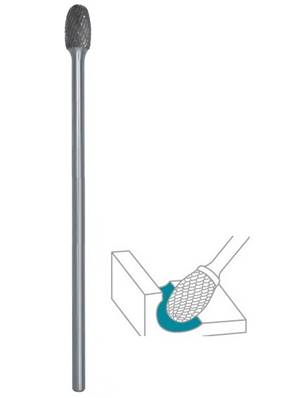 Fraise lime CW tête ovale SE dent. Croisée Ø 8X13 lt 200 queue Ø 6 8X13X200 MM SE-2M