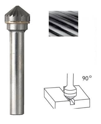 Fraise lime CW conique à 90° denture simple Ø 12 x 6 queue Ø 6 12X6 MM