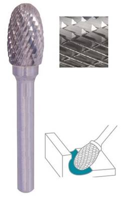 Fraise lime CW tête ovale SE dent. Croisée Ø 3X12 queue Ø 3 3X12 MM SE