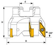 Fraise à surfacer 90°D050 d22 Z04 VCGT 16 Face Mill