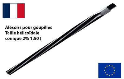 Alésoirs à main taille hélicoïdale 15° HSSE pour goupille 2%