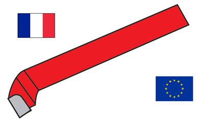 Outils de tour coudé à dresser les faces à droite ISO 305 - DIN 4977 K20 carré de 16