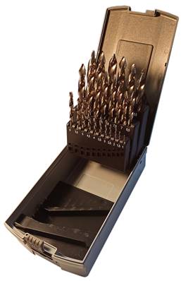 Boite plastique de 25 forets RS pour usage général HSS DIN 338 HSS WN de Ø 1 à Ø 13 mm