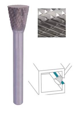Fraise lime CW conique renversée dent. Croisée Ø 12X13 queue Ø 6 12X13 MM SN