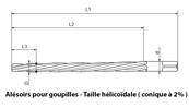 Alésoirs à main taille hélicoïdale 7° pour goupille 2% E66011 DIN9B HSS-M2 Ø4