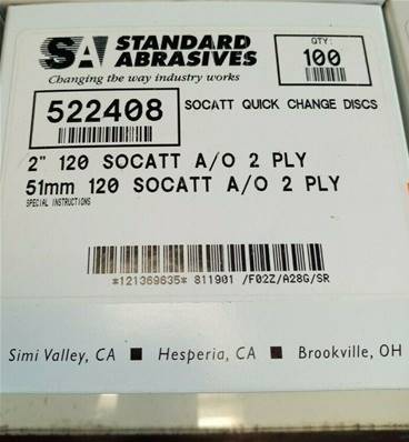 Standard abrasives 2" Ø 51 mm, grain 120 TS Changement Rapide Disque