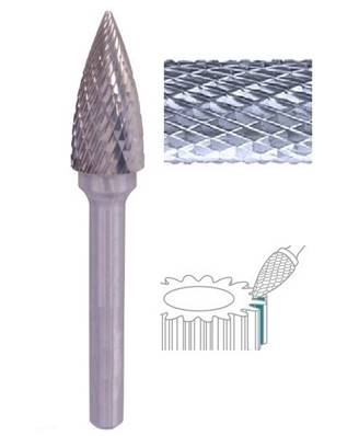 Fraise lime CW ogive tête flame SG denture diamant Ø 16 x 25 queue Ø 6 16X25 MM SG-6M