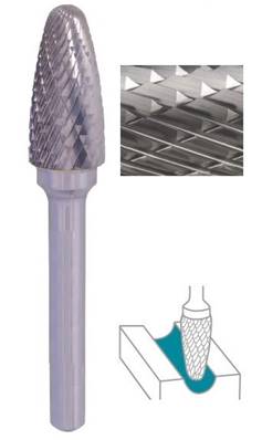 Fraise lime CW ogive tête arrondie SF dent. Croisée Ø 3X13 queue Ø 3 3X13 MM SF