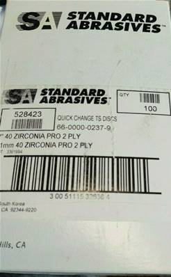 Standard abrasives 2" Ø 51 mm, grain 40 TS Changement Rapide Disque