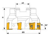 Fraise à plaquettes 90° LNMX 1510 - D 125 x d 40