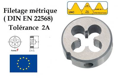 Filière ronde filetage unfié UNC cage fixe DIN 223
