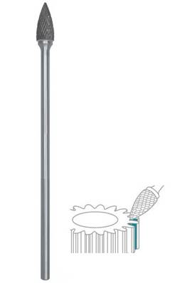 Fraise lime CW ogive tête flame SG dent. Croisée Ø 10X20 lt 170 queue Ø 6 10X20X170 MM SG-3M