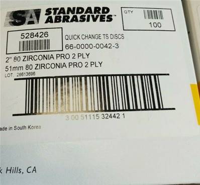 Standard abrasives 2" Ø 51 mm, grain 80 TS Changement Rapide Disque