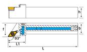 Porte outil de tournage exterieur 93° SDJCR L 100 - L1 25