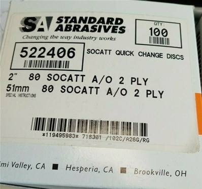 Standard abrasives 2" Ø 51 mm grain 80 TS Changement Rapide Disque