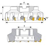 Fraise à surfacer 75° D125 d40 Z10 SPKN 12 Face Mill