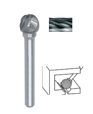 Fraise lime CW ogive tête sphérique SD dent. Alu Ø 10X8 queue Ø 6 10X8 MM SD-3M