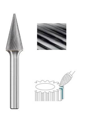 Fraise lime CW conique bout pointu SM denture simple Ø 10 x 20 queue Ø 6 10X20 MM SM-3M