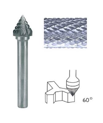 Fraise lime CW conique à 60° denture diamant Ø 6 x 5 queue Ø 6 6X5 MM
