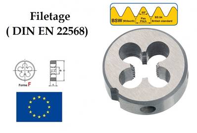Filière ronde filetage Whitworth BSW cage fixe