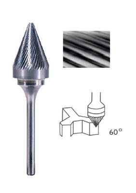 Fraise lime CW conique à 60° denture simple CW Ø 6 x 5 queue Ø 6 6X5 MM