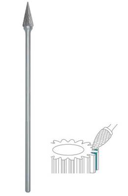 Fraise lime CW conique bout pointu SM dent. Croisée Ø 4X12 lt 90 queue Ø 3 4X12X90 MM SM-2M