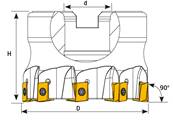 Fraise à surfacer dresser 90° D040 d16 Z06 LNMT 08 Face Mill
