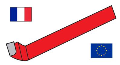 Outils de tour coudé à dresser les faces à gauche ISO 305 - DIN 4977 K20 carré de 32