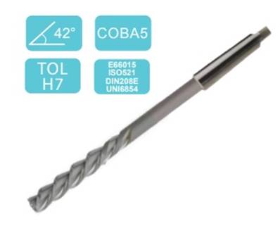 Alésoir machine taille hélicoïdale 42° cône morse 2, coupe descendante DIN208E HSS-M35 Ø16X52X210